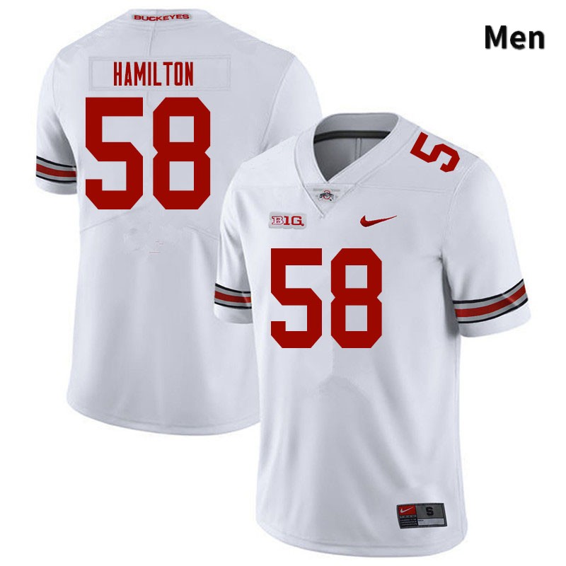 Ohio State Buckeyes Ty Hamilton Men's #58 White Authentic Stitched College Football Jersey